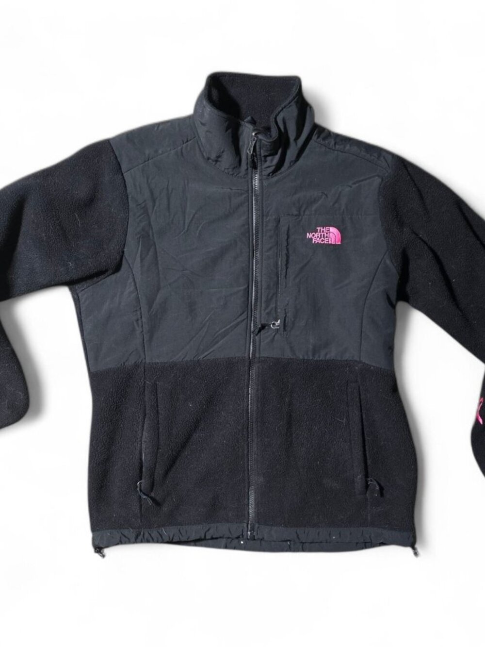 The North Face Denali Fleece Jacket Womens Large Black Pink Ribbon